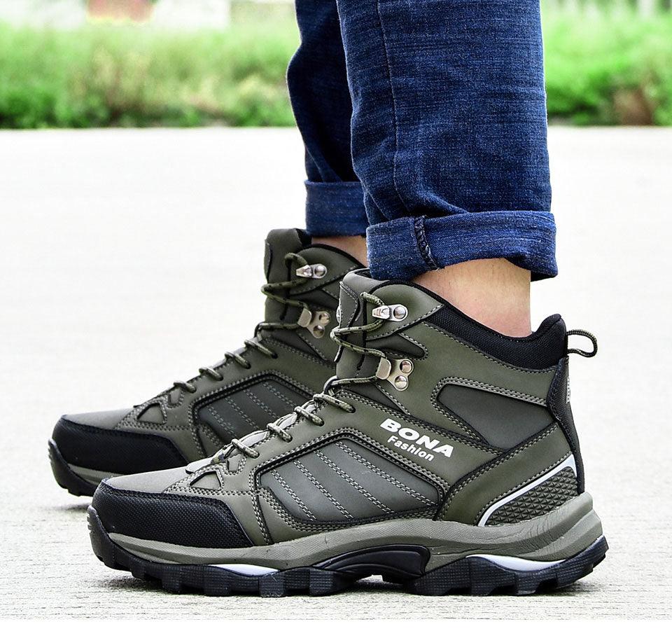 Modern Mens Boots Anti-Skidding Leather Shoes Popular Comfy Spring Autumn Men Shoes Short Plush Snow Boots Outdoor Warm Fur Lined Water Resistant Non Slip Mens Shoes Stevvex