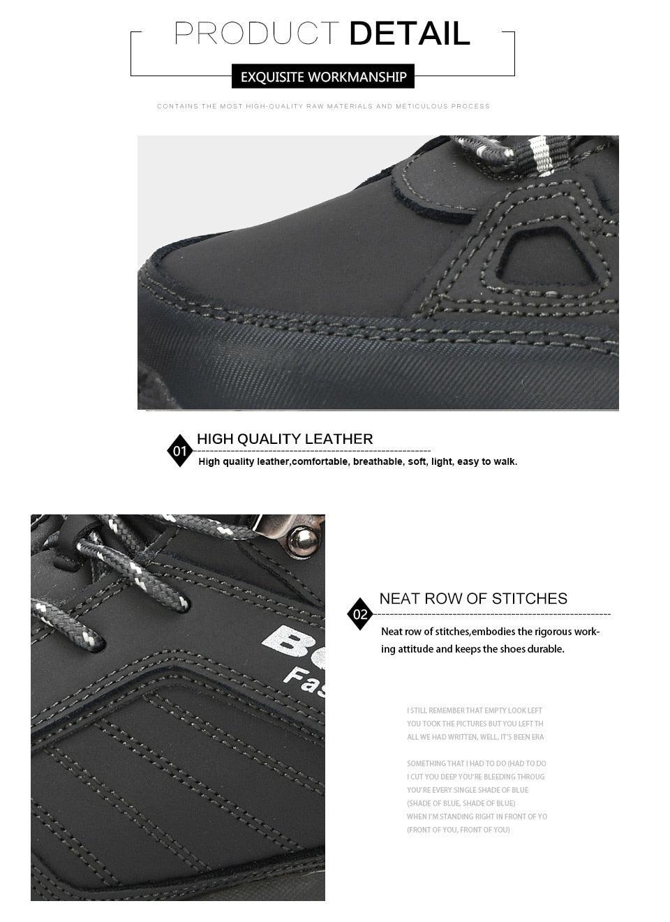 Modern Mens Boots Anti-Skidding Leather Shoes Popular Comfy Spring Autumn Men Shoes Short Plush Snow Boots Outdoor Warm Fur Lined Water Resistant Non Slip Mens Shoes Stevvex