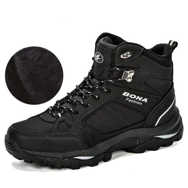 Modern Mens Boots Anti-Skidding Leather Shoes Popular Comfy Spring Autumn Men Shoes Short Plush Snow Boots Outdoor Warm Fur Lined Water Resistant Non Slip Mens Shoes Stevvex