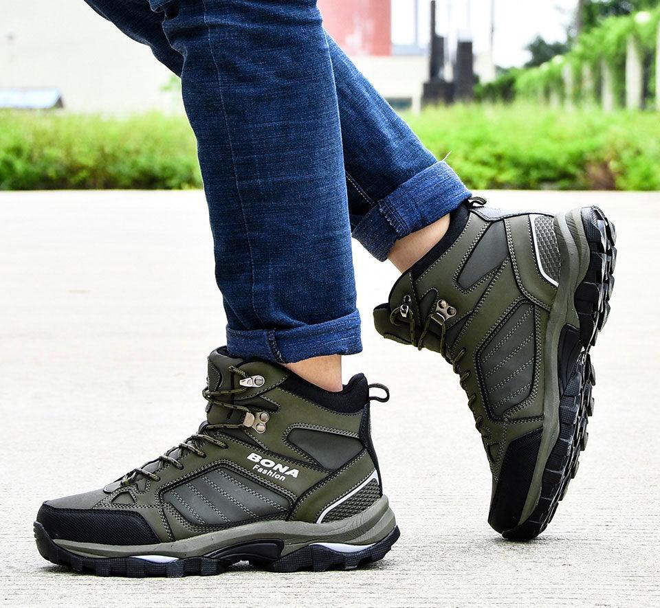 Modern Mens Boots Anti-Skidding Leather Shoes Popular Comfy Spring Autumn Men Shoes Short Plush Snow Boots Outdoor Warm Fur Lined Water Resistant Non Slip Mens Shoes Stevvex
