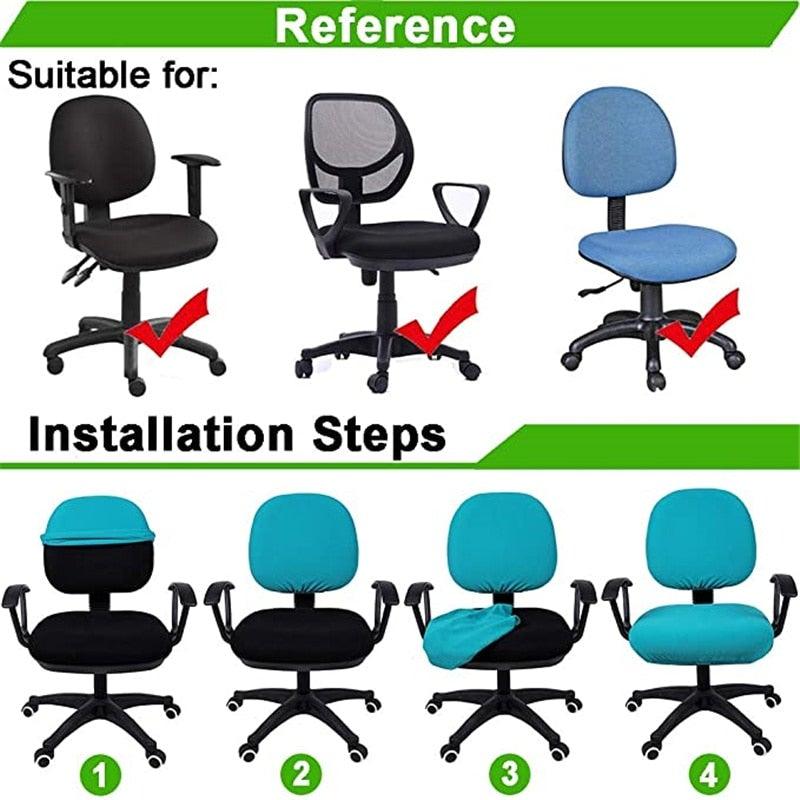Modern Office Boss Chair Cover Spandex Computer Gamer Swivel Chair Covers Washable Armchair Slipcover For Net Bar Computer Stretch Chair Covers Spandex Office Computer Chair Cover Removable Washable Rotate Swivel Chair Protective Covers Stevvex