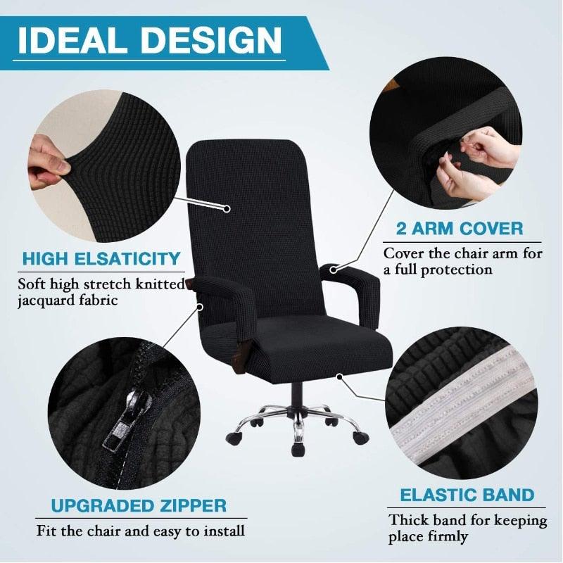 Modern Office Chair Covers Stretch Washable Computer Chair Slipcovers for Universal Rotating Chair  Spandex Anti dirty Computer Chair Cover Elastic Polyester Office Chair Cover Easy Washable Removable With Armrest Cover Stevvex