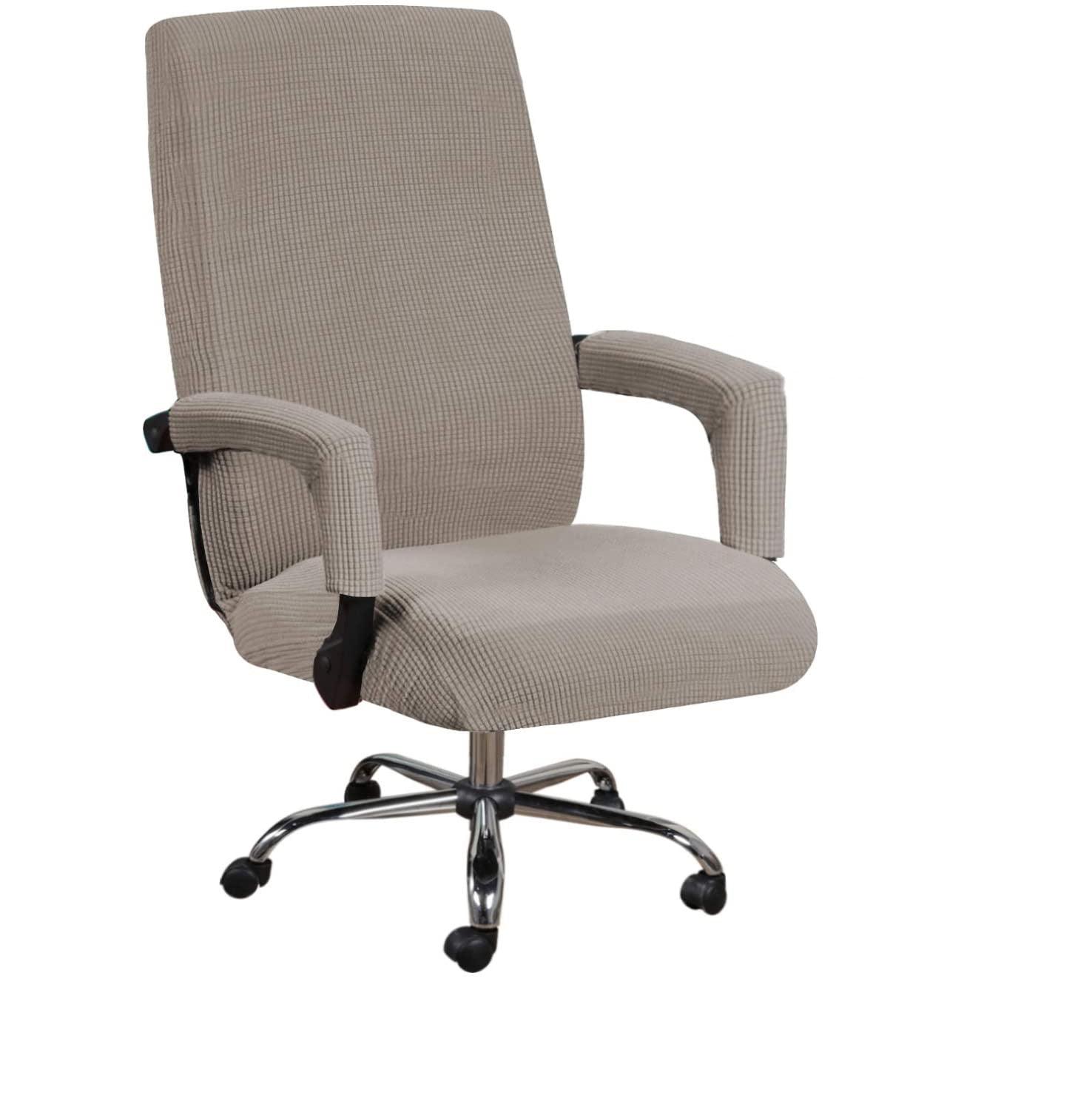 Modern Office Chair Covers Stretch Washable Computer Chair Slipcovers for Universal Rotating Chair  Spandex Anti dirty Computer Chair Cover Elastic Polyester Office Chair Cover Easy Washable Removable With Armrest Cover Stevvex