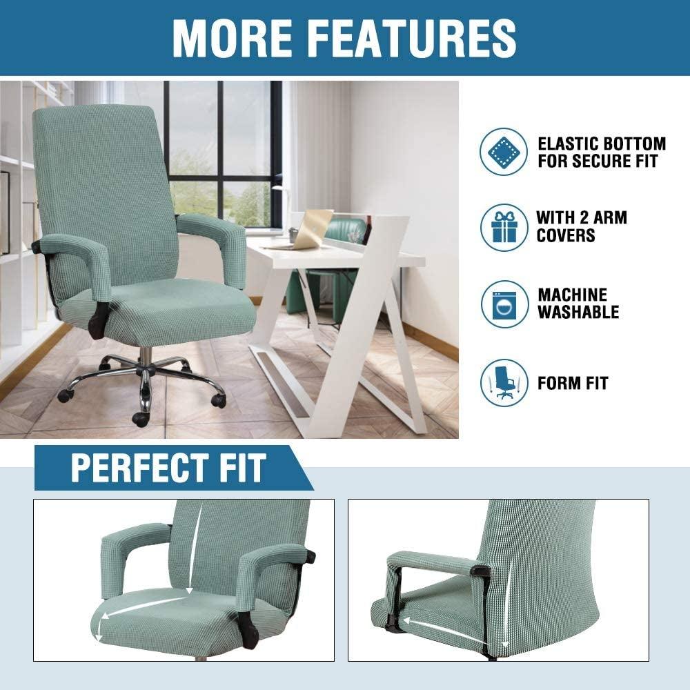 Modern Office Chair Covers Stretch Washable Computer Chair Slipcovers for Universal Rotating Chair  Spandex Anti dirty Computer Chair Cover Elastic Polyester Office Chair Cover Easy Washable Removable With Armrest Cover Stevvex