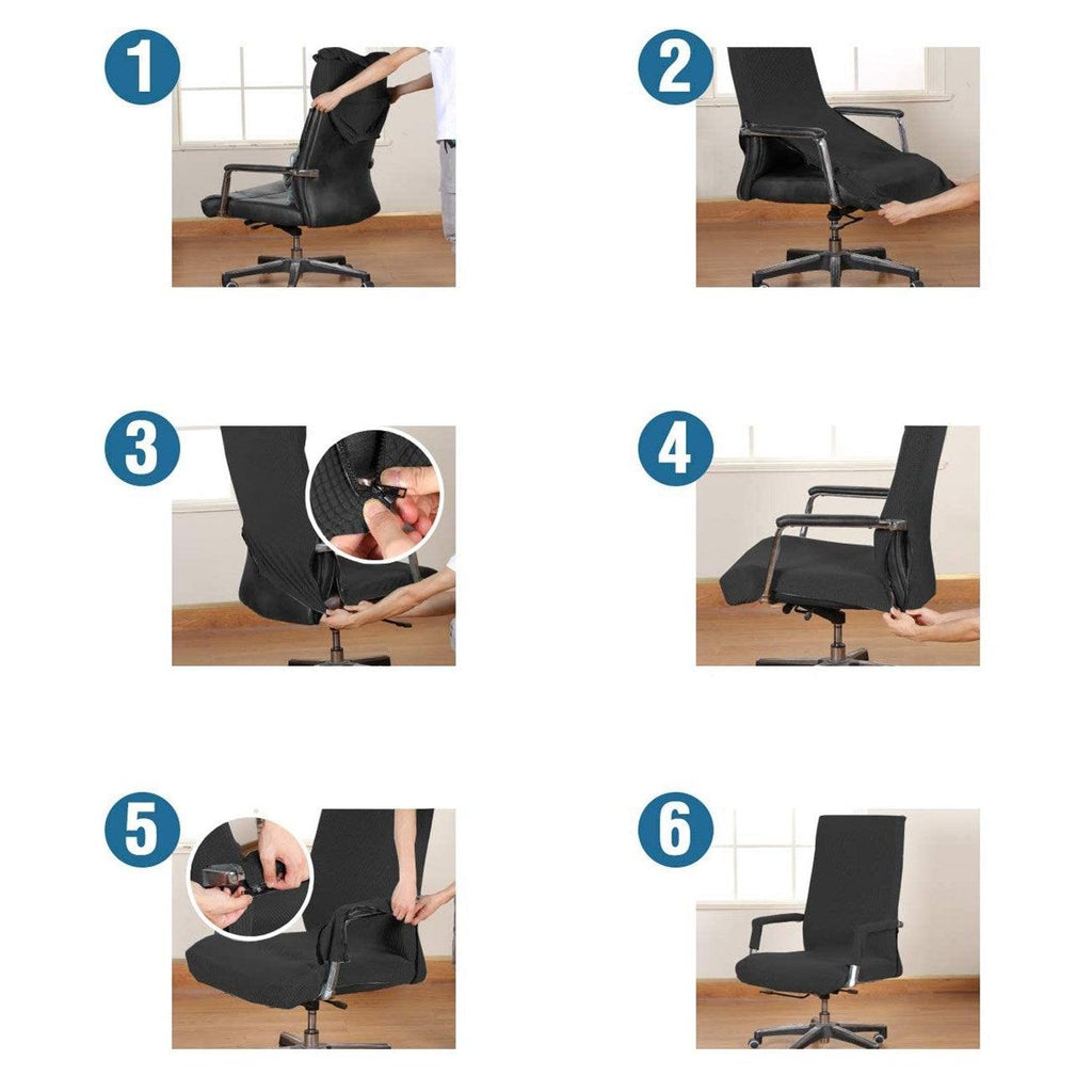 Modern Office Chair Covers Stretch Washable Computer Chair Slipcovers for Universal Rotating Chair  Spandex Anti dirty Computer Chair Cover Elastic Polyester Office Chair Cover Easy Washable Removable With Armrest Cover Stevvex