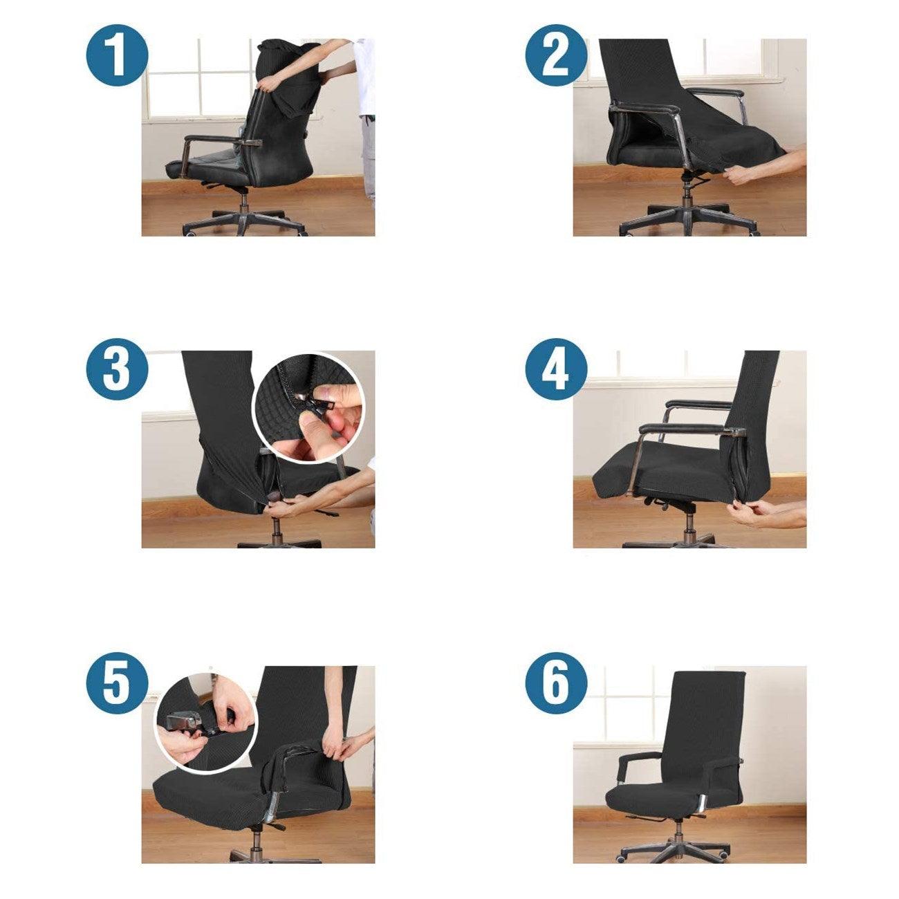 Modern Office Chair Covers Stretch Washable Computer Chair Slipcovers for Universal Rotating Chair  Spandex Anti dirty Computer Chair Cover Elastic Polyester Office Chair Cover Easy Washable Removable With Armrest Cover Stevvex