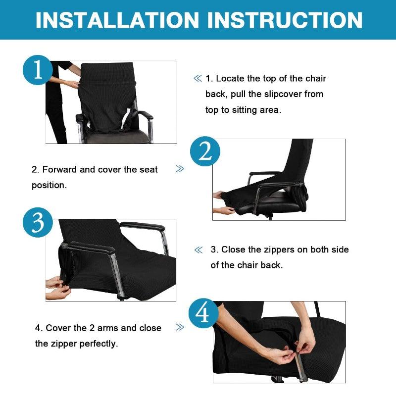 Modern Office Chair Covers Stretch Washable Computer Chair Slipcovers for Universal Rotating Chair  Spandex Anti dirty Computer Chair Cover Elastic Polyester Office Chair Cover Easy Washable Removable With Armrest Cover Stevvex