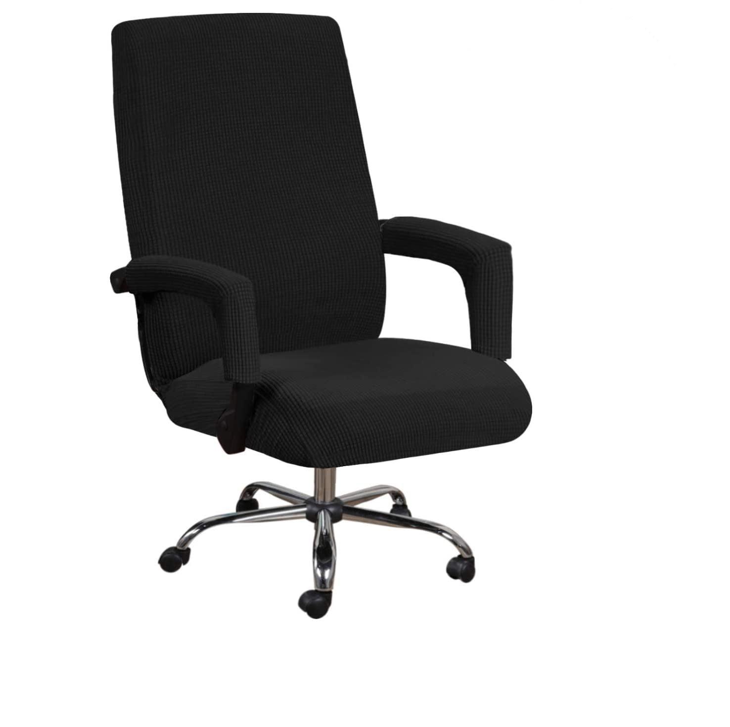 Modern Office Chair Covers Stretch Washable Computer Chair Slipcovers for Universal Rotating Chair  Spandex Anti dirty Computer Chair Cover Elastic Polyester Office Chair Cover Easy Washable Removable With Armrest Cover Stevvex