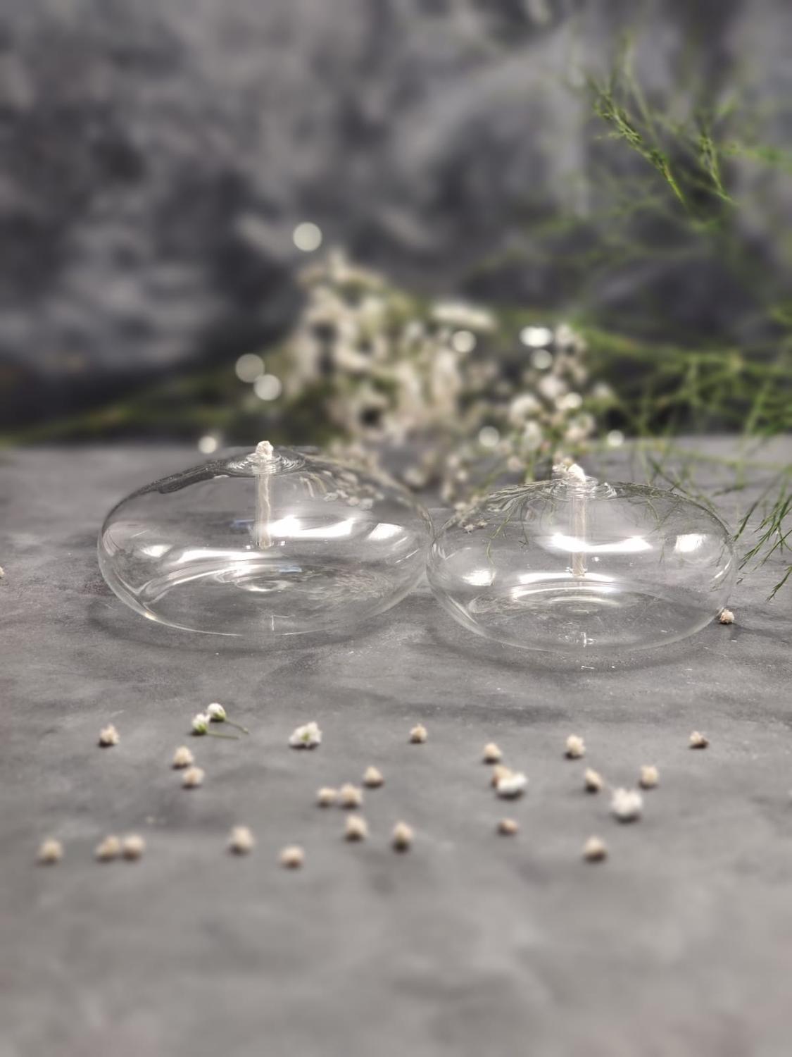 Modern Oil Glass Lamp Small Winter Garden Home Decor Fantastic Birthday Party Inspiration Firefly Refillable Liquid Bliss Round Glass Oil Candle Stevvex