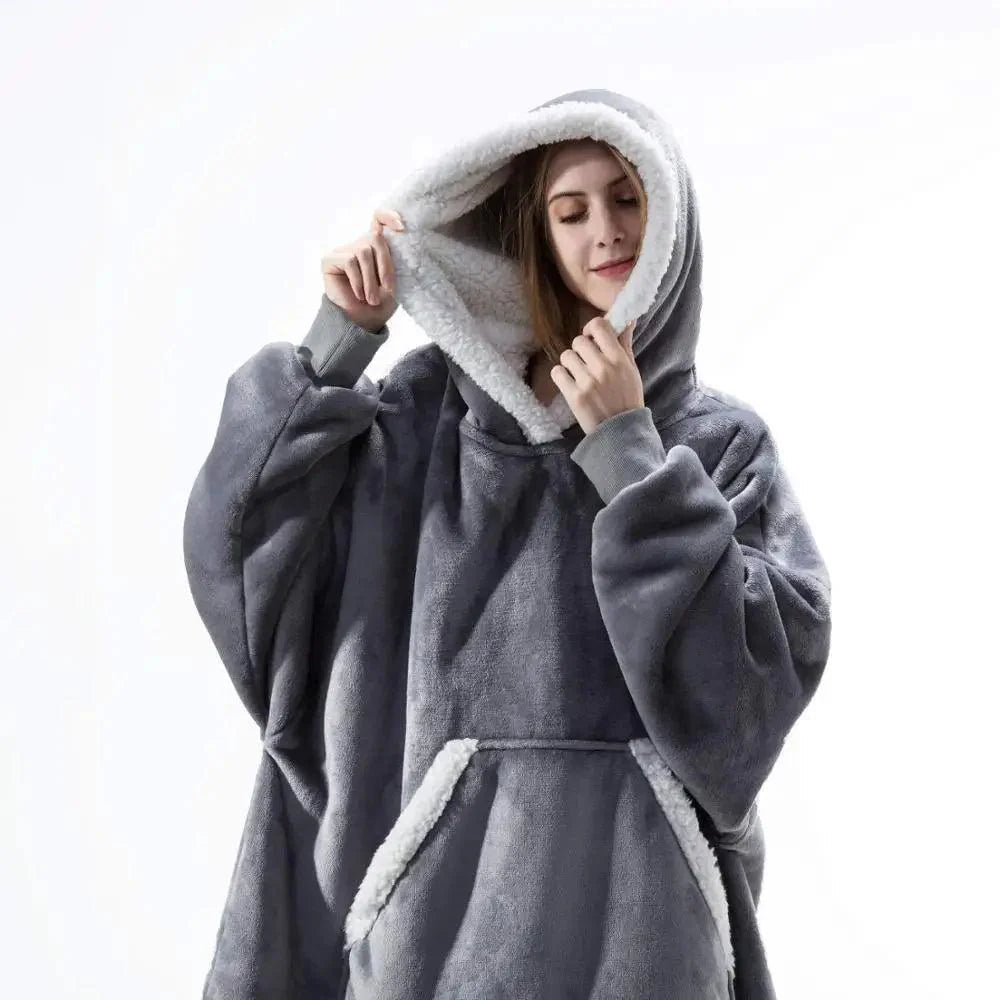 Modern Oversized Hoodie Blanket With Sleeves Sweatshirt Woman Fleece Hoody Women Pocket Female Hooded Oversized Hoodie Blanket Fleece Warm Cozy Blanket for Women One Size Fits All Men Women Stevvex