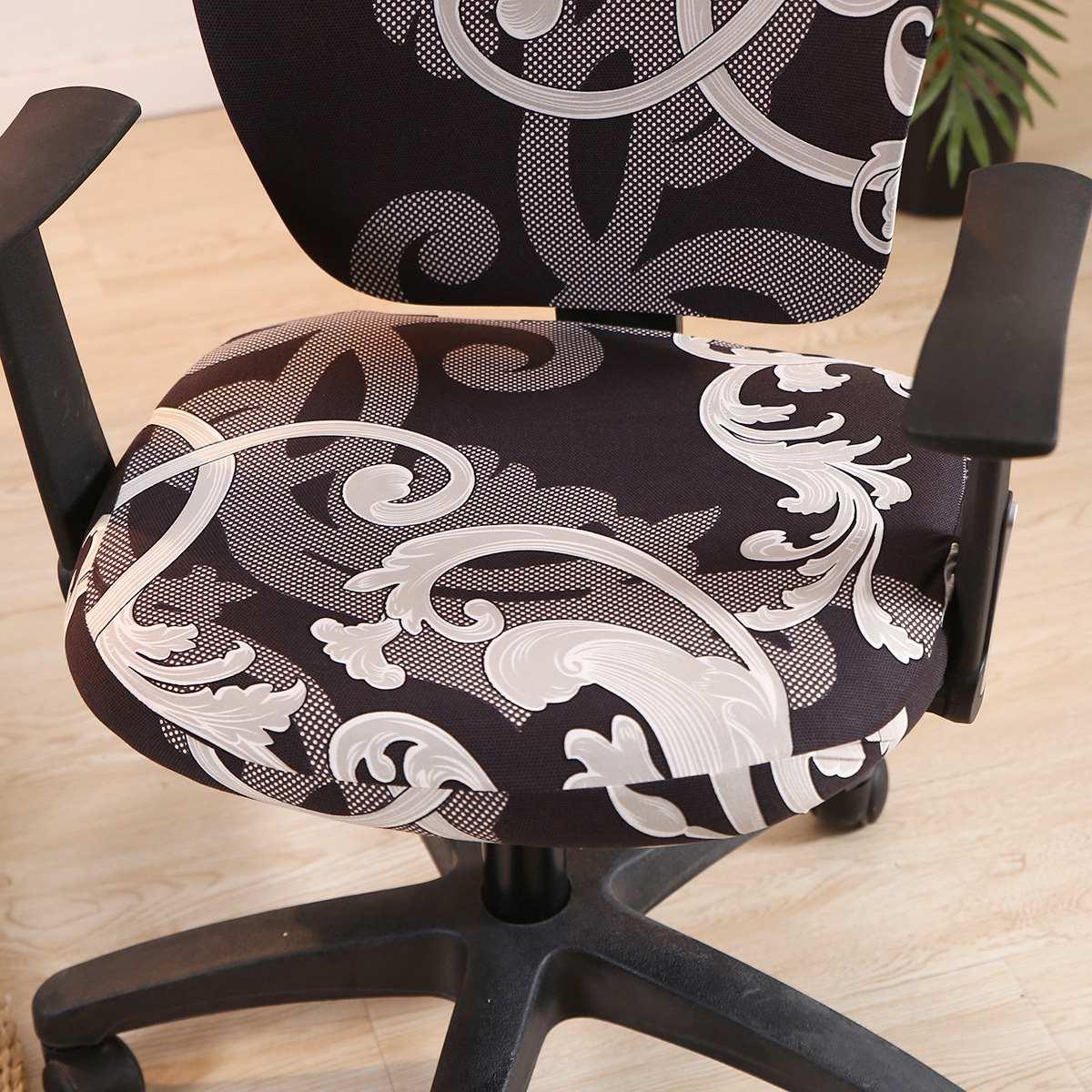 Modern Printing Elastic Stretch Office Chair Cover Computer Armchair Slipcover Protector Anti-dirty Rotating Chair Seat Case Computer Office Chair Covers - Protective & Stretchable Universal Chair Cover Stretch Rotating Chair Slipcover Stevvex