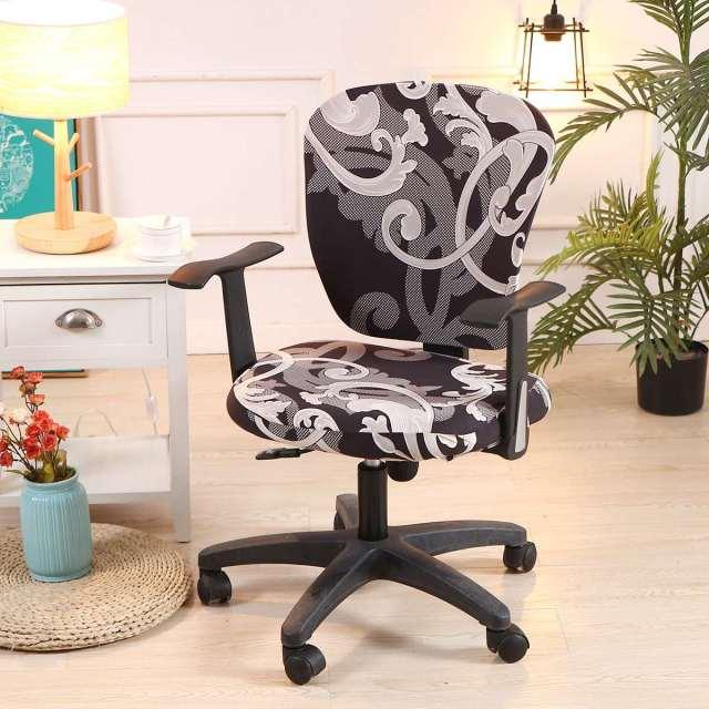 Modern Printing Elastic Stretch Office Chair Cover Computer Armchair Slipcover Protector Anti-dirty Rotating Chair Seat Case Computer Office Chair Covers - Protective & Stretchable Universal Chair Cover Stretch Rotating Chair Slipcover Stevvex