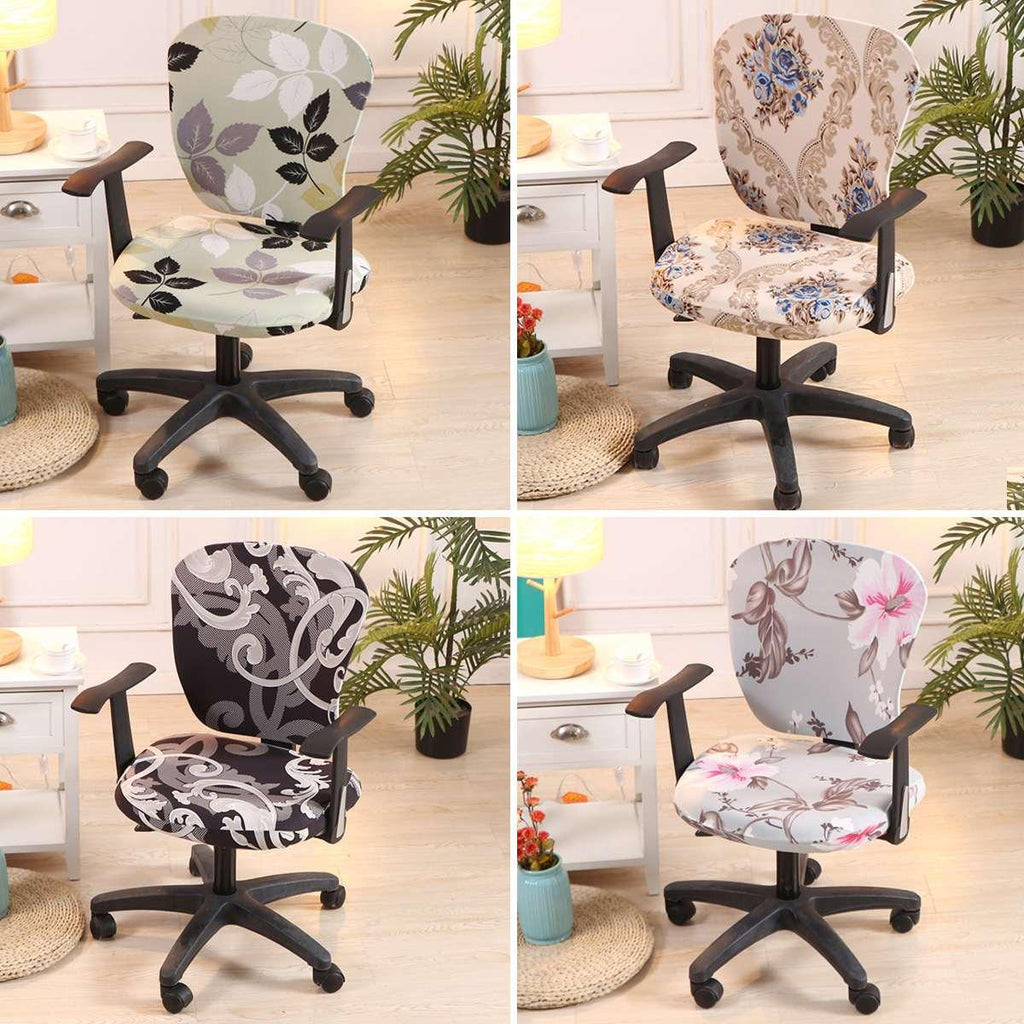 Modern Printing Elastic Stretch Office Chair Cover Computer Armchair Slipcover Protector Anti-dirty Rotating Chair Seat Case Computer Office Chair Covers - Protective & Stretchable Universal Chair Cover Stretch Rotating Chair Slipcover Stevvex