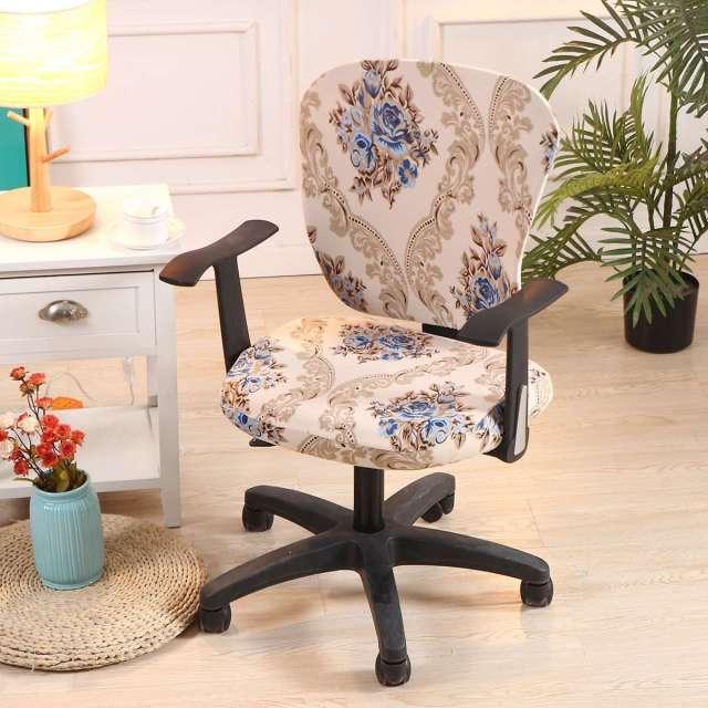 Modern Printing Elastic Stretch Office Chair Cover Computer Armchair Slipcover Protector Anti-dirty Rotating Chair Seat Case Computer Office Chair Covers - Protective & Stretchable Universal Chair Cover Stretch Rotating Chair Slipcover Stevvex