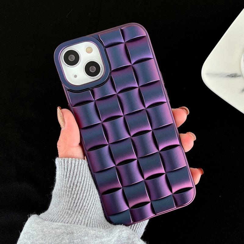 Modern Purple Green Phone Case For iPhone 13 14 Pro Max 11 12 Mini XS XR X 7 8 14 Plus Soft Shockproof Cover Bumper  Cute 3D Design Soft Silicone Shockproof Raised Bumper Corner Case for iPhone Stevvex