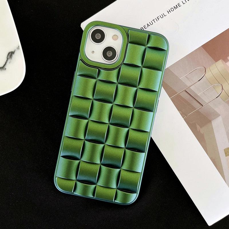 Modern Purple Green Phone Case For iPhone 13 14 Pro Max 11 12 Mini XS XR X 7 8 14 Plus Soft Shockproof Cover Bumper  Cute 3D Design Soft Silicone Shockproof Raised Bumper Corner Case for iPhone Stevvex