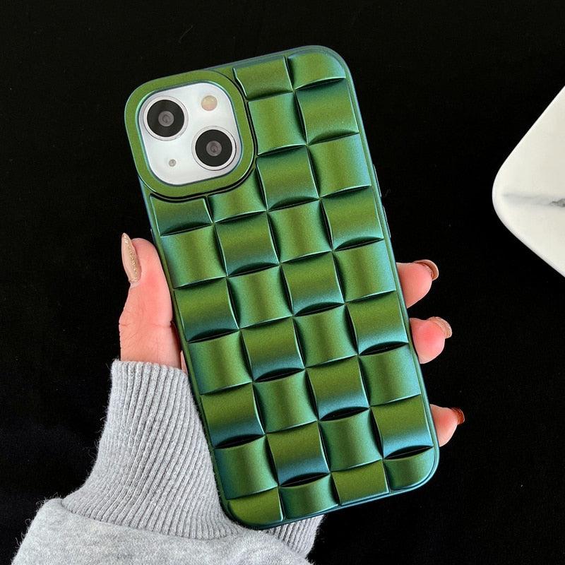 Modern Purple Green Phone Case For iPhone 13 14 Pro Max 11 12 Mini XS XR X 7 8 14 Plus Soft Shockproof Cover Bumper  Cute 3D Design Soft Silicone Shockproof Raised Bumper Corner Case for iPhone Stevvex