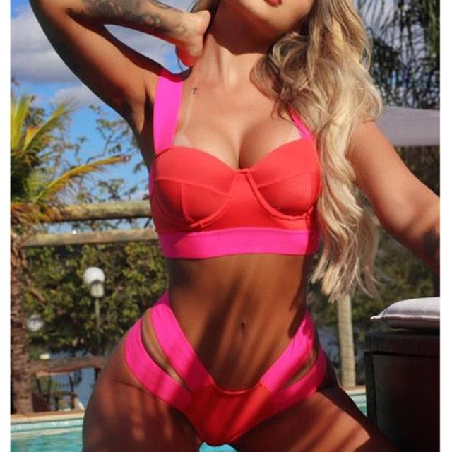 Modern Push Up Swimsuit Bikini Women's Push-up Bandage Bikini Swimsuits Swim Bottoms Women Swimwear Bathing Suit Padded Beach Swimming Suit Summer Fashion Suits Stevvex