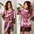 Modern Silk Bathrobe For Women Elegant Soft Silk Nightwear Unique  V-Neck Short Women's Fashion Bathrobes Stevvex