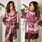 Modern Silk Bathrobe For Women Elegant Soft Silk Nightwear Unique  V-Neck Short Women's Fashion Bathrobes Stevvex