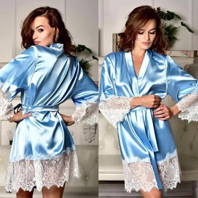 Modern Silk Bathrobe For Women Elegant Soft Silk Nightwear Unique  V-Neck Short Women's Fashion Bathrobes Stevvex