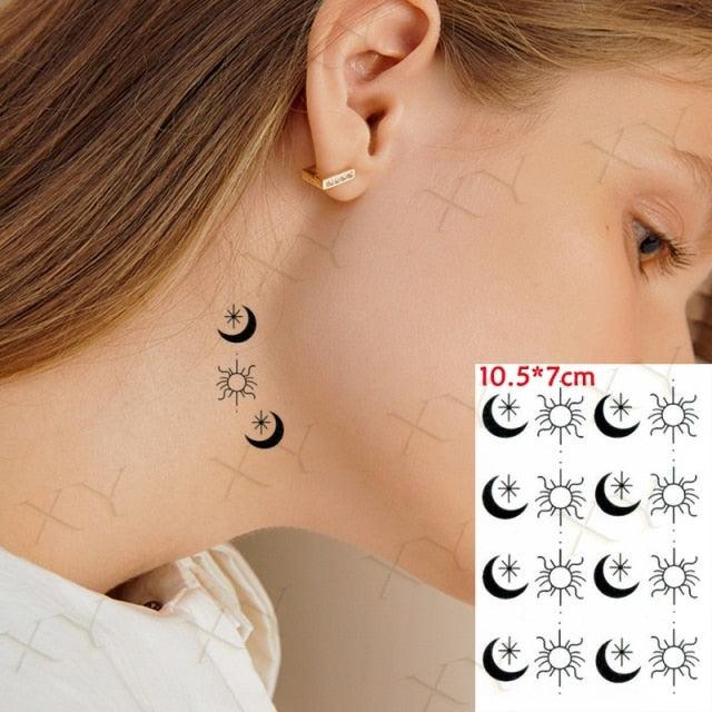 Modern Small Tattoo Sun Moon Heart Waterproof Temporary Tattoos High Quality Design For Womens Stevvex