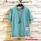 Modern Summer Short Sleeves New Fashion White T-shirt Streetwear One Piece Cool Hip Hop Rock Punk Men Top Tees T-shirt Clothes Men's Green Top Half Sleeve T-Shirt Men's Summer Short Sleeve Loose Casual Clothes