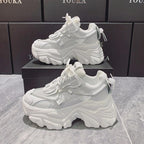 Modern Thick Platform Sneakers White Woman Vulcanize Shoes Luxury Tennis Sneakers Trainers Lace Up Fashion Comfortable Walking Footwear New Lightweight Sneakers Stevvex