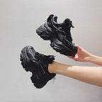 Modern Thick Platform Sneakers White Woman Vulcanize Shoes Luxury Tennis Sneakers Trainers Lace Up Fashion Comfortable Walking Footwear New Lightweight Sneakers Stevvex