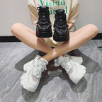Modern Thick Platform Sneakers White Woman Vulcanize Shoes Luxury Tennis Sneakers Trainers Lace Up Fashion Comfortable Walking Footwear New Lightweight Sneakers Stevvex