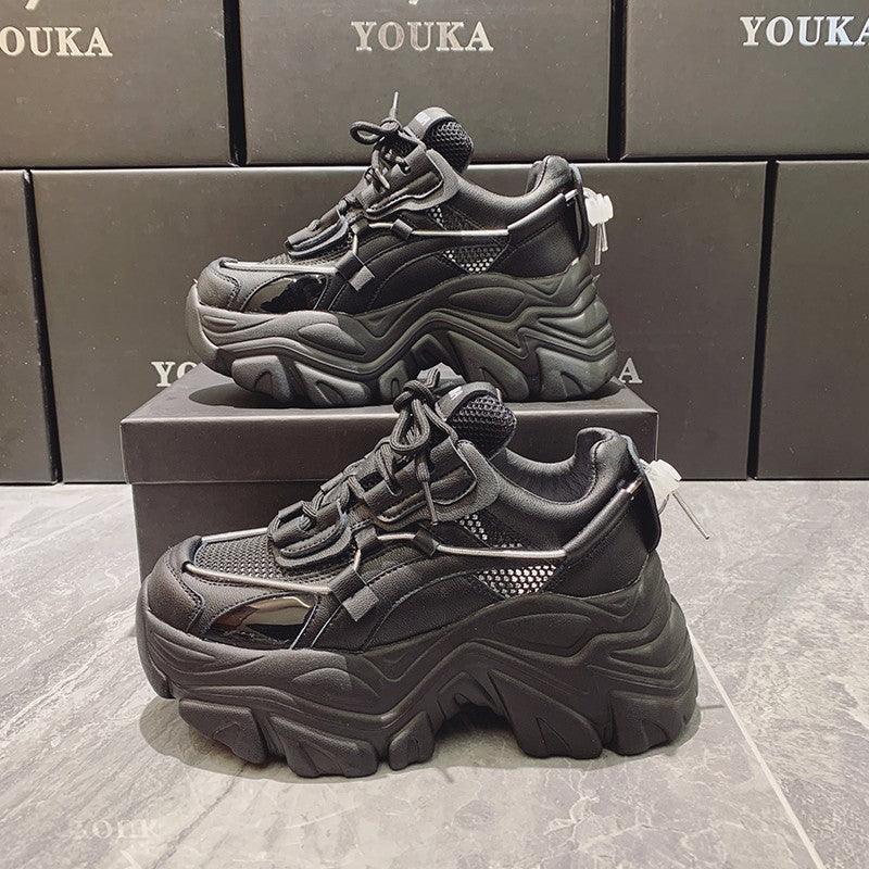 Modern Thick Platform Sneakers White Woman Vulcanize Shoes Luxury Tennis Sneakers Trainers Lace Up Fashion Comfortable Walking Footwear New Lightweight Sneakers Stevvex
