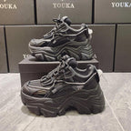 Modern Thick Platform Sneakers White Woman Vulcanize Shoes Luxury Tennis Sneakers Trainers Lace Up Fashion Comfortable Walking Footwear New Lightweight Sneakers Stevvex