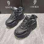 Modern Thick Platform Sneakers White Woman Vulcanize Shoes Luxury Tennis Sneakers Trainers Lace Up Fashion Comfortable Walking Footwear New Lightweight Sneakers Stevvex