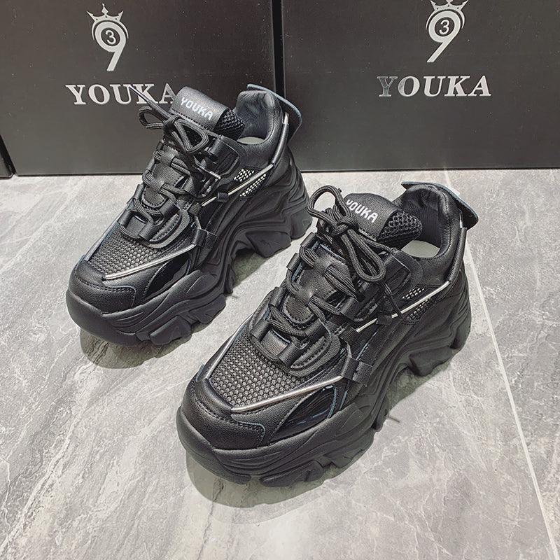 Modern Thick Platform Sneakers White Woman Vulcanize Shoes Luxury Tennis Sneakers Trainers Lace Up Fashion Comfortable Walking Footwear New Lightweight Sneakers Stevvex