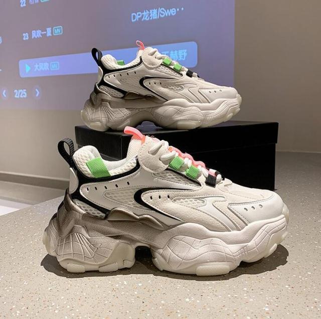 Modern Thick Platform Sneakers White Woman Vulcanize Shoes Luxury Tennis Sneakers Trainers Lace Up Fashion Comfortable Walking Footwear New Lightweight Sneakers Stevvex