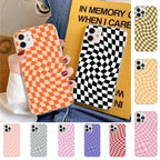 Modern Unique Design Checkers Phone Case for iPhone 11 12 13 Mini Pro Max Case Black And White Checkerboard Pattern Case Stylish Case For Girls Stevvex