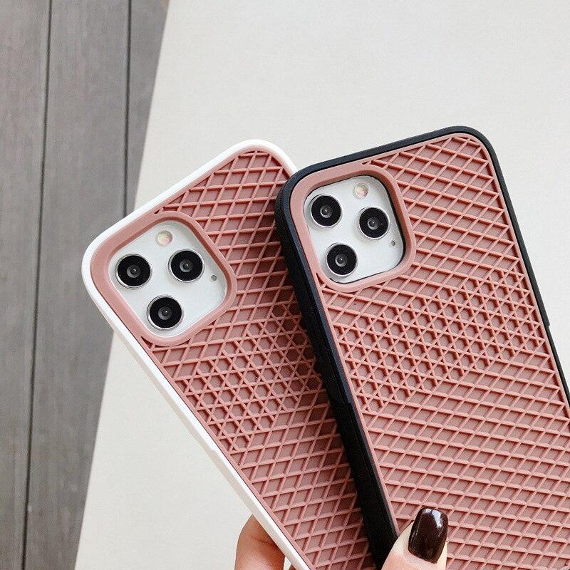 Modern Waffle Sport Shoe Sole Texture Silicone Case for iPhone 12 13 Pro Max XS XR X iPhone Mini Cover  Silicone Impact Resistant Protective Case Soft Silicone Art Phone Case Stevvex