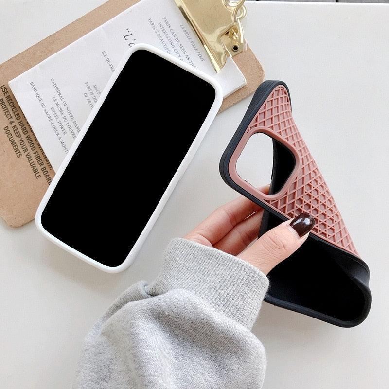 Modern Waffle Sport Shoe Sole Texture Silicone Case for iPhone 12 13 Pro Max XS XR X iPhone Mini Cover  Silicone Impact Resistant Protective Case Soft Silicone Art Phone Case Stevvex