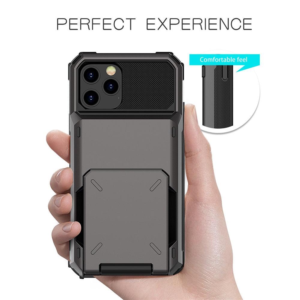 Modern Wallet Phone Case For iPhone 14 Plus 13 Pro 11 12 Pro Max XR X XS Max Card Holder Cover Wallet Case Armor Shockproof Case Heavy Duty Hard Back Soft Protective Phone Case For 4 Cards Stevvex