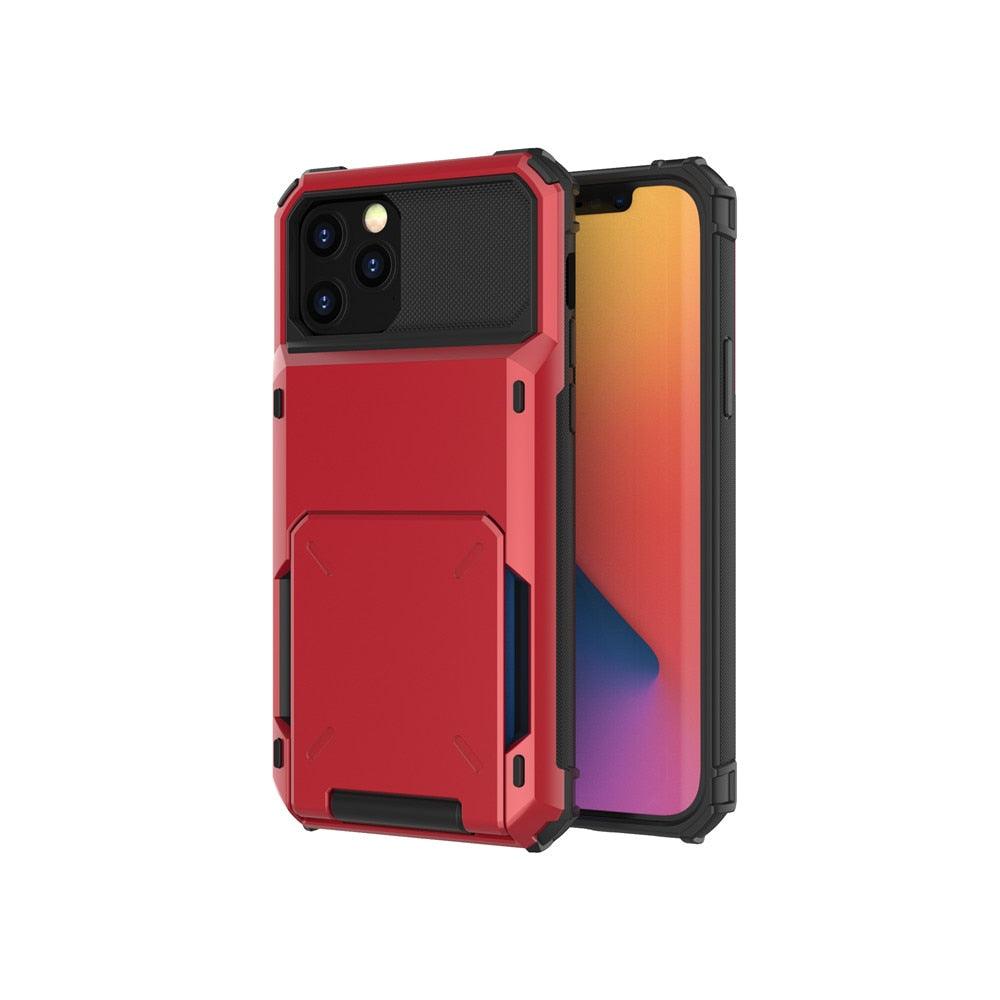 Modern Wallet Phone Case For iPhone 14 Plus 13 Pro 11 12 Pro Max XR X XS Max Card Holder Cover Wallet Case Armor Shockproof Case Heavy Duty Hard Back Soft Protective Phone Case For 4 Cards Stevvex