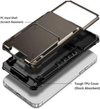 Modern Wallet Phone Case For iPhone 14 Plus 13 Pro 11 12 Pro Max XR X XS Max Card Holder Cover Wallet Case Armor Shockproof Case Heavy Duty Hard Back Soft Protective Phone Case For 4 Cards Stevvex