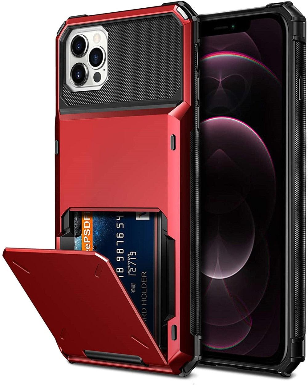 Modern Wallet Phone Case For iPhone 14 Plus 13 Pro 11 12 Pro Max XR X XS Max Card Holder Cover Wallet Case Armor Shockproof Case Heavy Duty Hard Back Soft Protective Phone Case For 4 Cards Stevvex