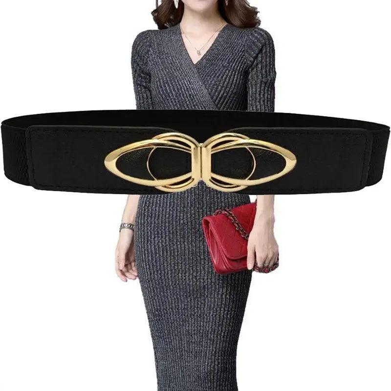 Modern Wide Fabric Strap Silver Metal Buckle Belts For Women Trendy Fashion Stretchable Classic Belts Stevvex