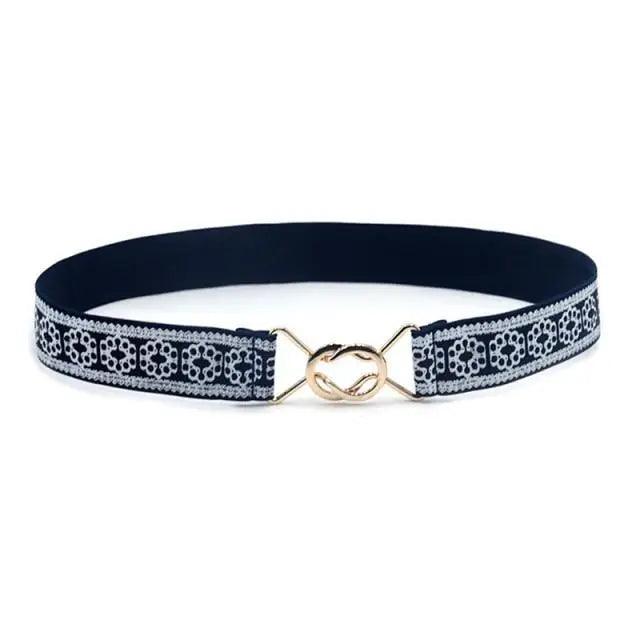 Modern Wide Fabric Strap Silver Metal Buckle Belts For Women Trendy Fashion Stretchable Classic Belts Stevvex