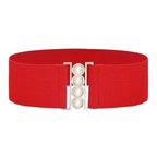 Modern Wide Fabric Strap Silver Metal Buckle Belts For Women Trendy Fashion Stretchable Classic Belts Stevvex
