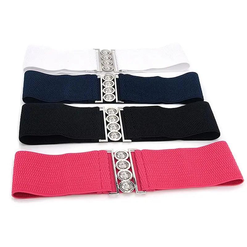 Modern Wide Fabric Strap Silver Metal Buckle Belts For Women Trendy Fashion Stretchable Classic Belts Stevvex