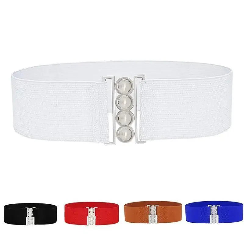 Modern Wide Fabric Strap Silver Metal Buckle Belts For Women Trendy Fashion Stretchable Classic Belts Stevvex