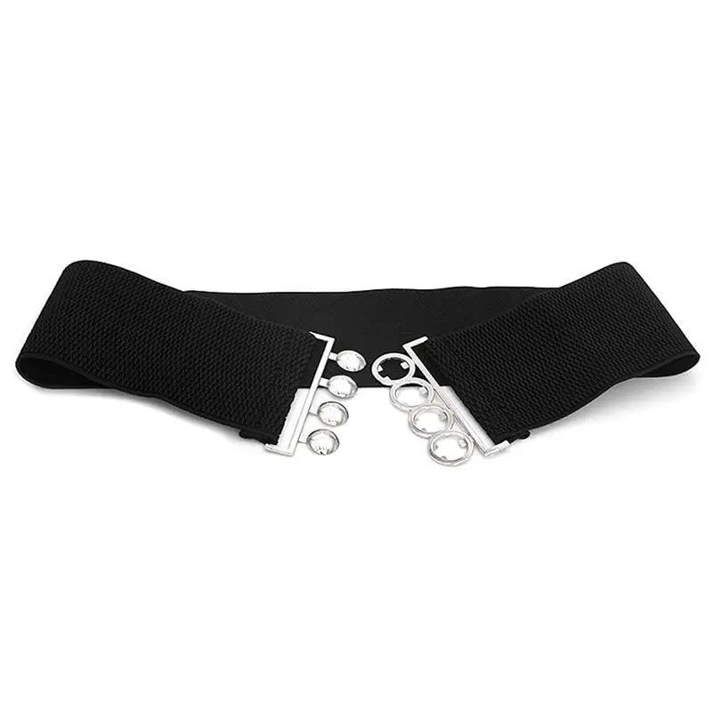 Modern Wide Fabric Strap Silver Metal Buckle Belts For Women Trendy Fashion Stretchable Classic Belts Stevvex