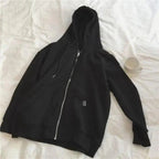 Modern With Hat Hoodies Women  Kangaroo Pocket Casual Loose Solid Color Sweatshirt Female  Fashion New Female Tops Sports Clothing Oversized Zip Hooded Sweatshirt Cotton Women Autumn Hoodie Stevvex