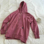 Modern With Hat Hoodies Women  Kangaroo Pocket Casual Loose Solid Color Sweatshirt Female  Fashion New Female Tops Sports Clothing Oversized Zip Hooded Sweatshirt Cotton Women Autumn Hoodie Stevvex